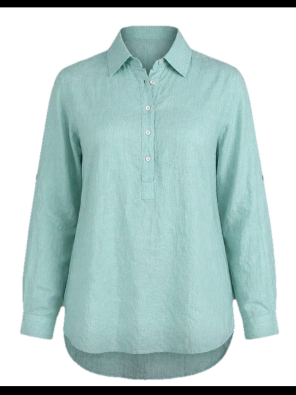 Oliphant Women's Long Sleeve Roll Tab Tunic Blouse Cotton Size XL Coastal Flowy